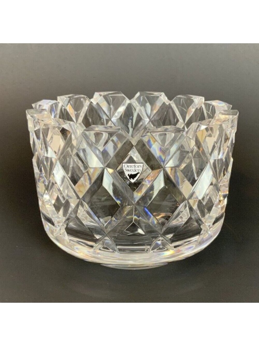 Orrefors Sofiero Medium Crystal Serving Bowl By Gunnar Cyrén
